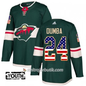 Barn Ishockey Minnesota Wild Tröja Matt Dumba 24 Adidas 2017-2018 Grön USA Flag Fashion Authentic